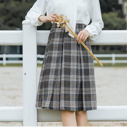 High Waisted Plaid Skirt by White Market