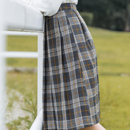 High Waisted Plaid Skirt by White Market