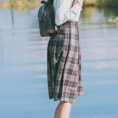 High Waisted Plaid Skirt by White Market