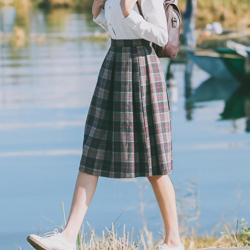 High Waisted Plaid Skirt by White Market