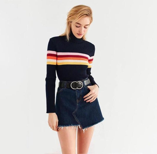 Rainbow Knitted Turtleneck by White Market