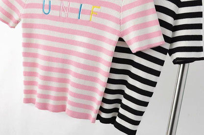 Knitted Sporty Striped Top by White Market