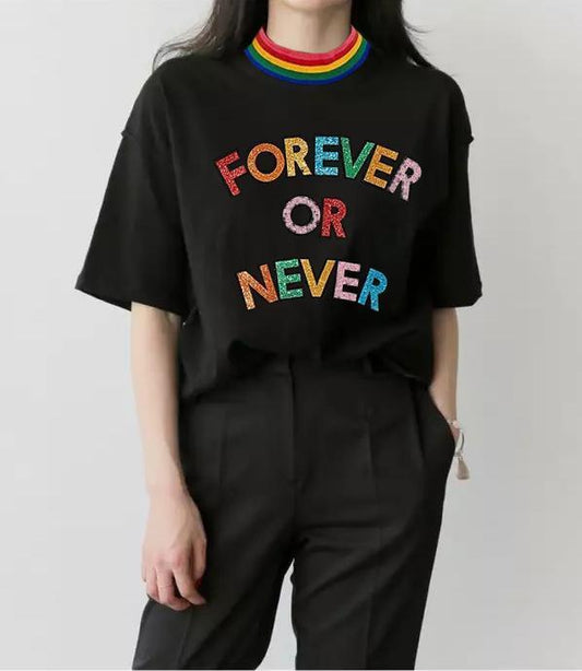 "Forever or Never" Holographic Tee by White Market