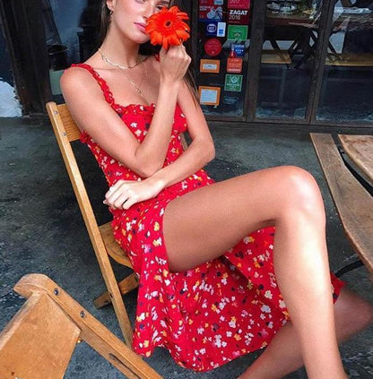 Red Floral Dress by White Market