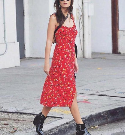 Red Floral Dress by White Market