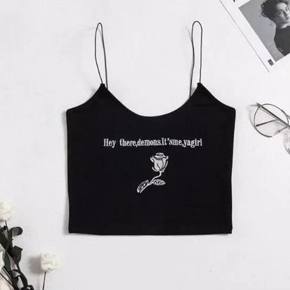 "Hey There Demons, It's Me Ya Girl" Crop Top by White Market