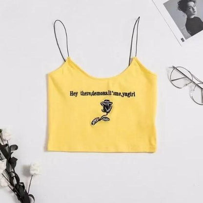 "Hey There Demons, It's Me Ya Girl" Crop Top by White Market