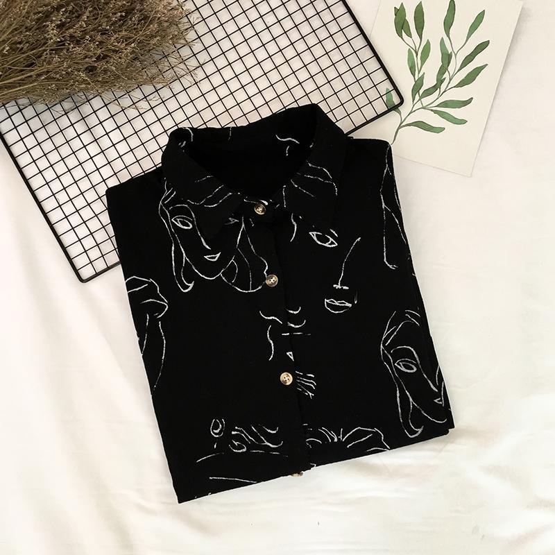 Hand-drawn Portrait Button Down Shirt by White Market