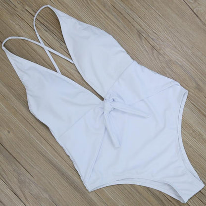 Solid Spaghetti Strap Monokini by White Market