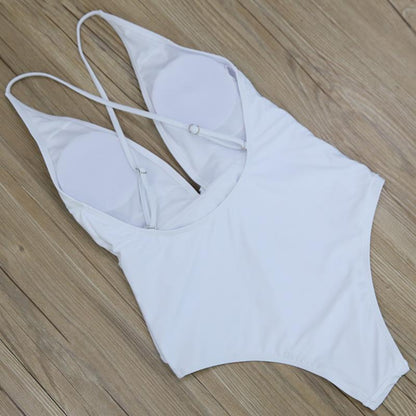 Solid Spaghetti Strap Monokini by White Market