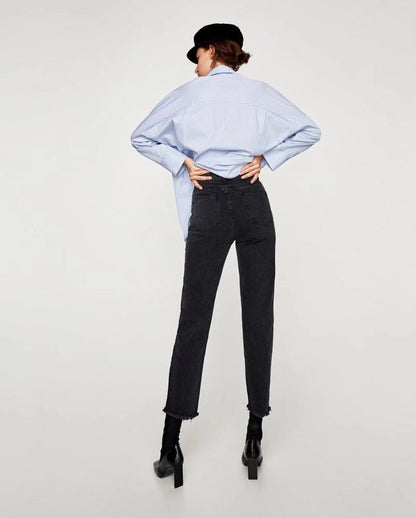 Asymmetrical High Waisted Zip Up Denim by White Market