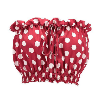 Red Polkadot Ruffled Tube Top by White Market