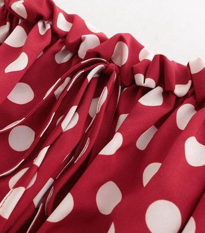 Red Polkadot Ruffled Tube Top by White Market