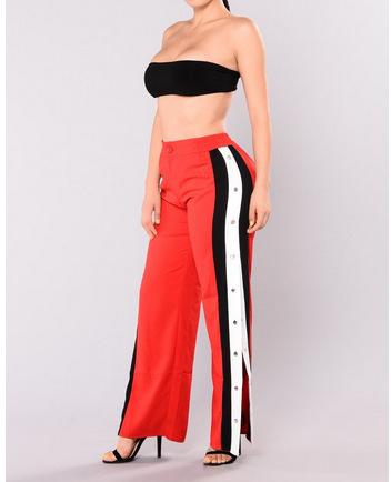 Side Stripe Buttoned Trousers by White Market