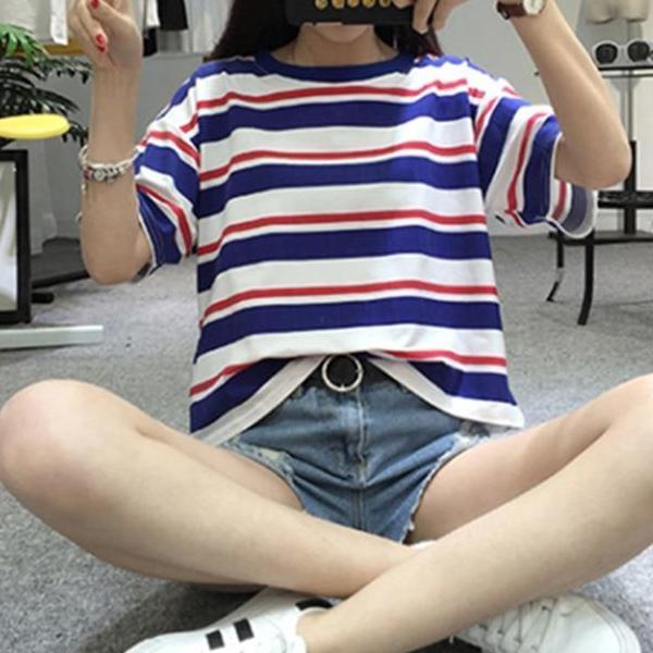 Blue Red White Vintage Striped Tee by White Market