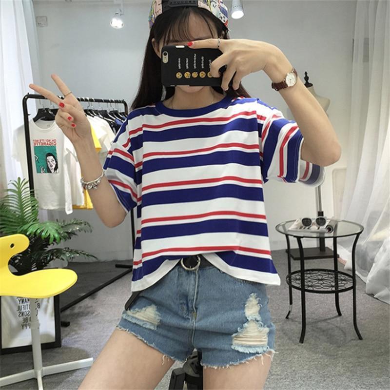 Blue Red White Vintage Striped Tee by White Market