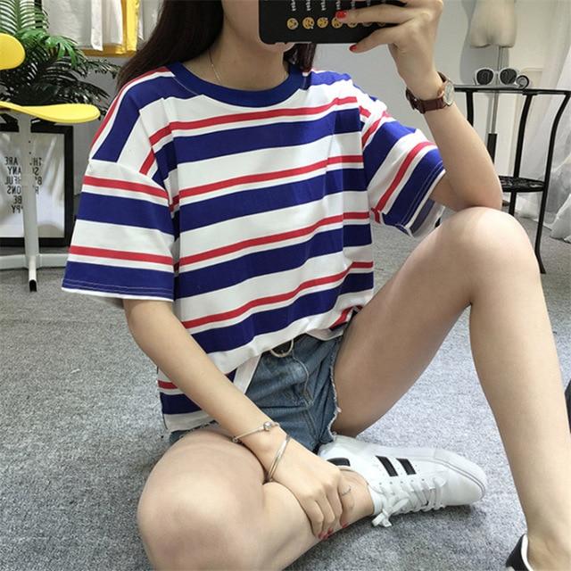 Blue Red White Vintage Striped Tee by White Market