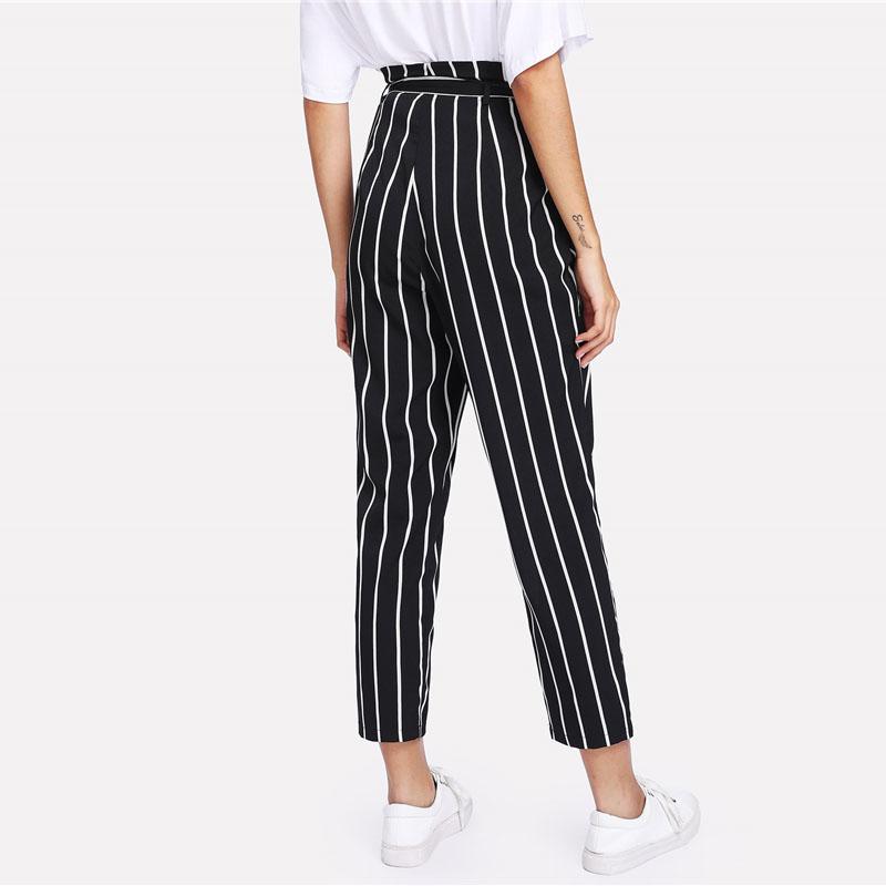 High Waisted Vertical Striped Trousers by White Market