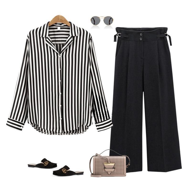 Striped Long Sleeved Blouse by White Market