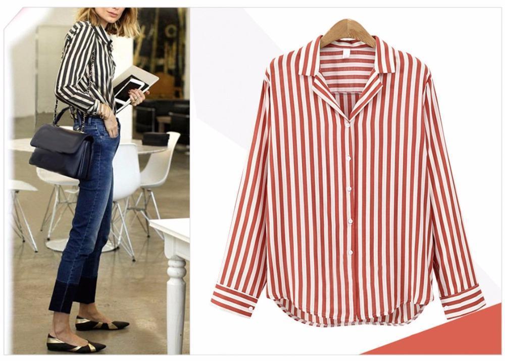 Striped Long Sleeved Blouse by White Market