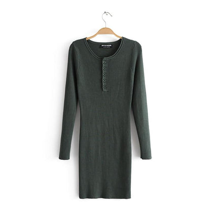 Ribbed Knit Long Sleeve Mini Dress by White Market