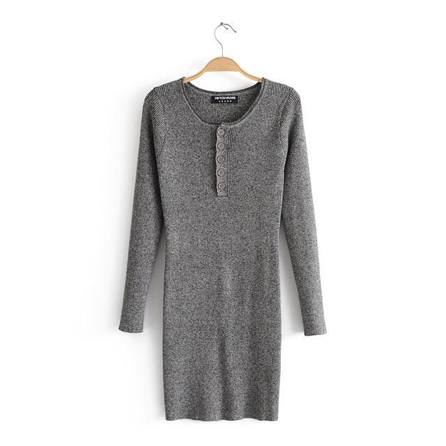 Ribbed Knit Long Sleeve Mini Dress by White Market