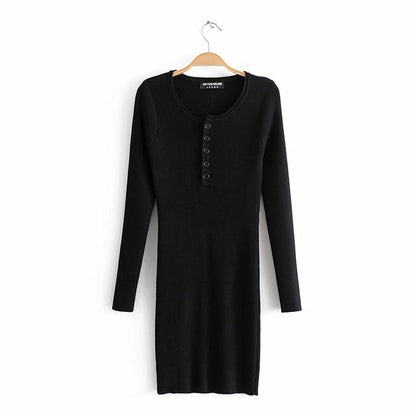 Ribbed Knit Long Sleeve Mini Dress by White Market