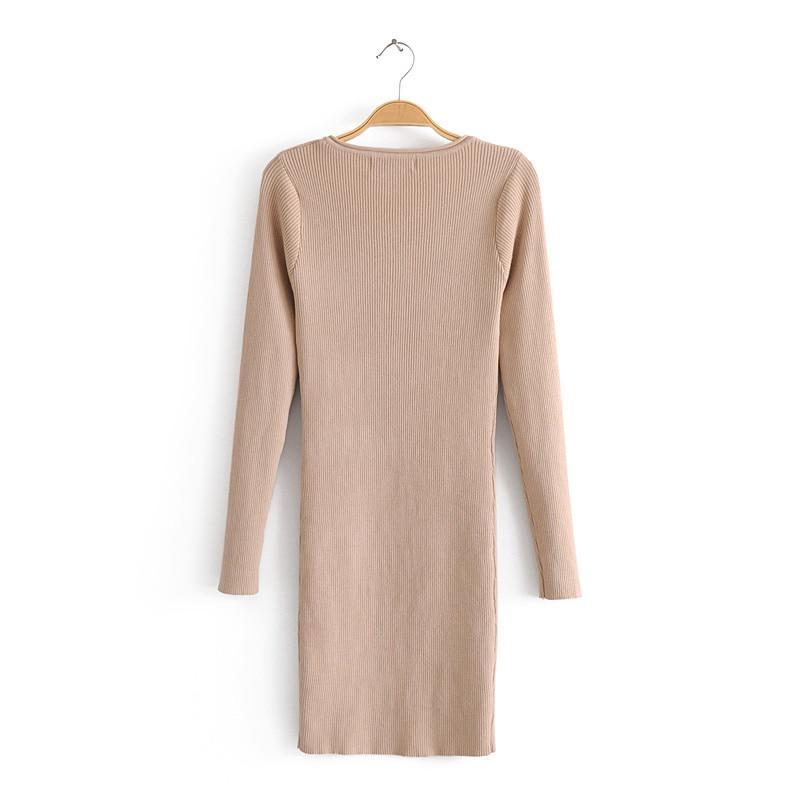 Ribbed Knit Long Sleeve Mini Dress by White Market