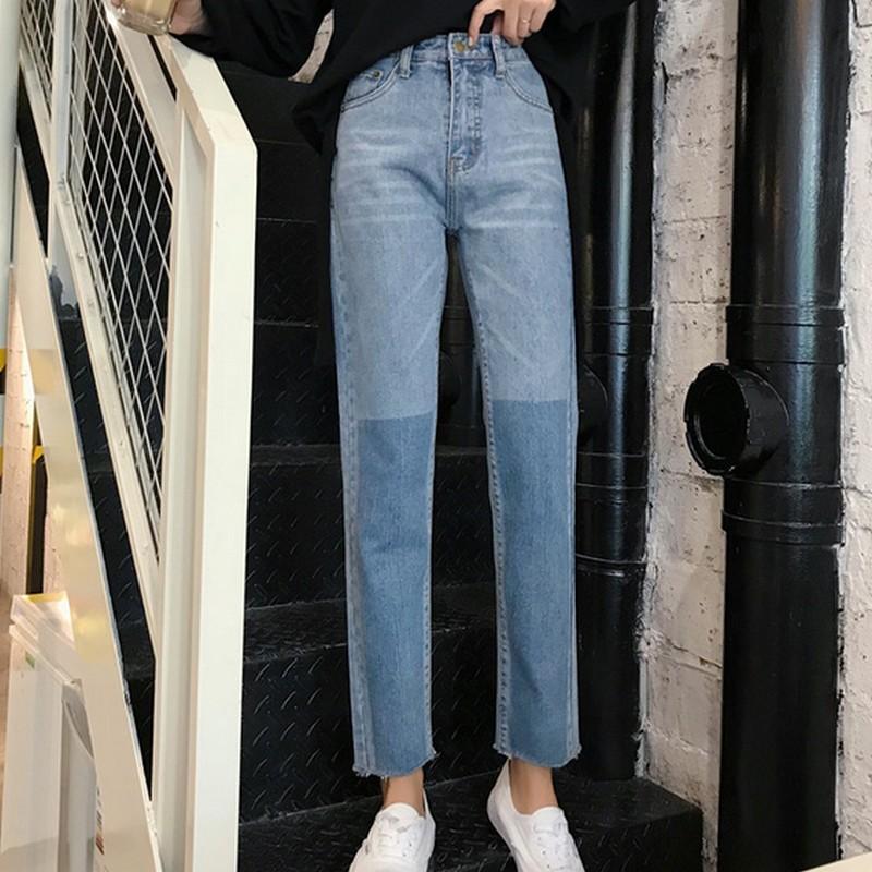 Two Tone Slim Straight Jeans by White Market