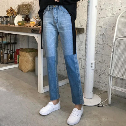 Two Tone High Waisted Jeans by White Market