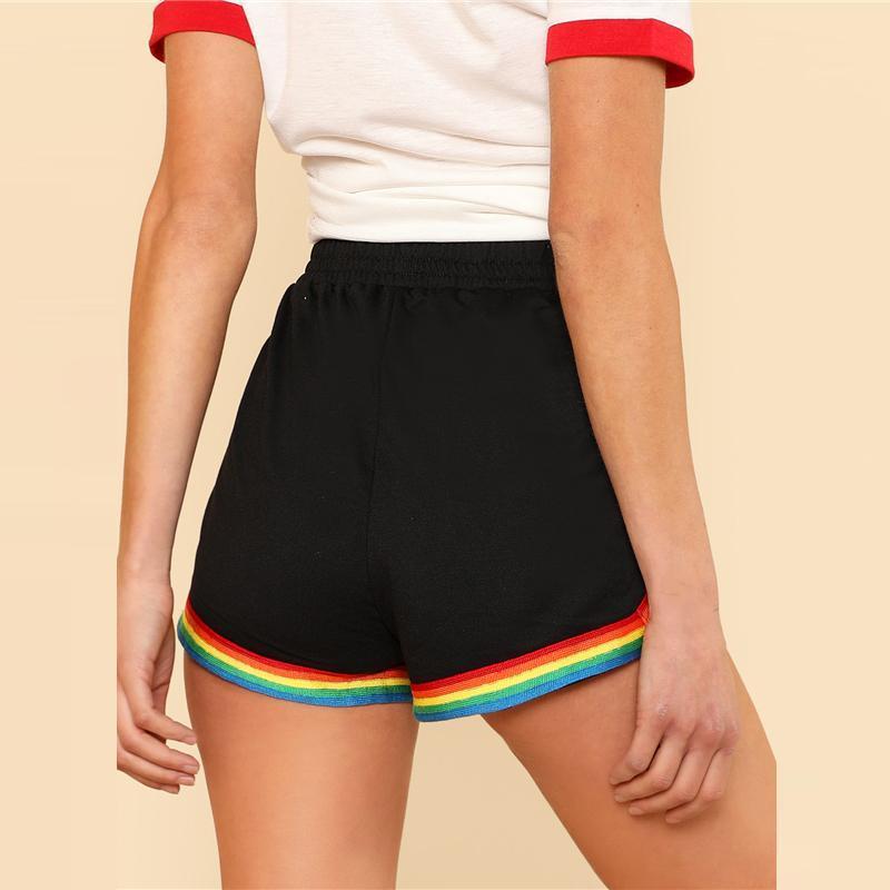 Rainbow Trim High Waisted Shorts by White Market