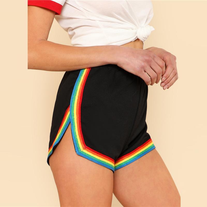 Rainbow Trim High Waisted Shorts by White Market