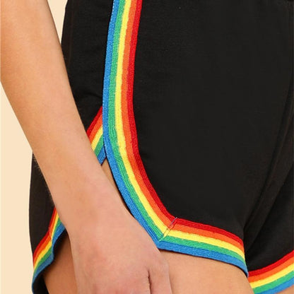 Rainbow Trim High Waisted Shorts by White Market