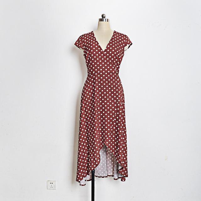 Brown Polka Dot Midi Dress by White Market