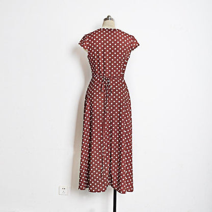 Brown Polka Dot Midi Dress by White Market