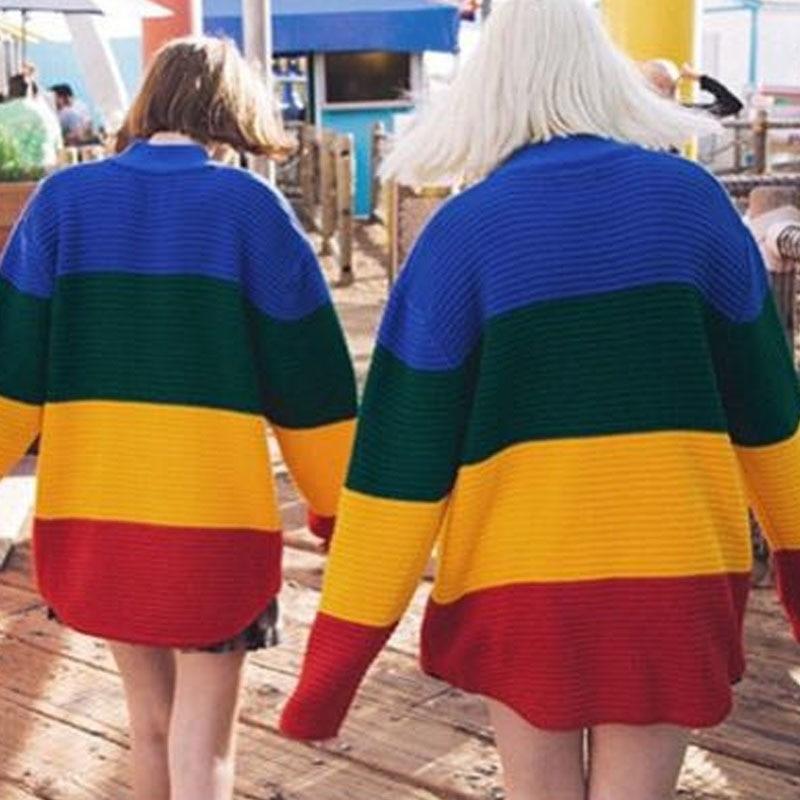 Rainbow Knit Oversized Sweater by White Market