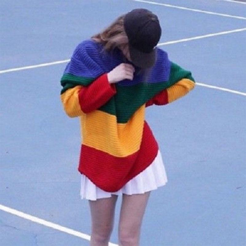 Rainbow Knit Oversized Sweater by White Market