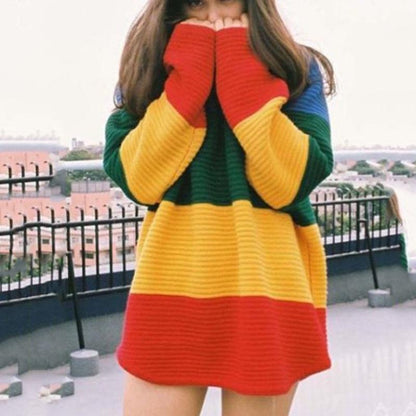 Rainbow Knit Oversized Sweater by White Market