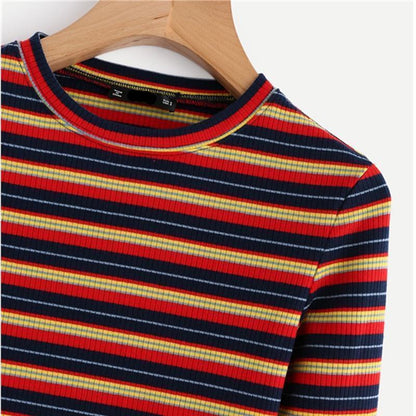 Ribbed Vintage Striped Long Sleeve Top by White Market