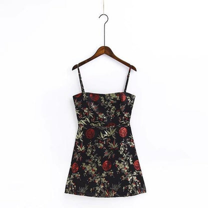 Spaghetti Strap Satin Floral Dress by White Market