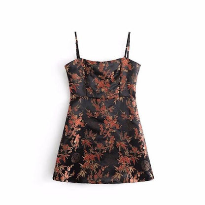 Spaghetti Strap Satin Floral Dress by White Market