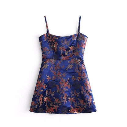 Spaghetti Strap Satin Floral Dress by White Market