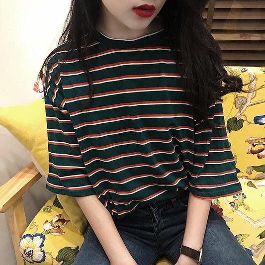 Oversized Vintage Striped Tee by White Market