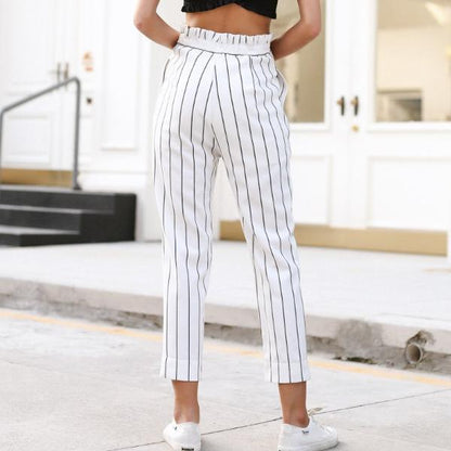 Vertical Striped Straight Trousers by White Market