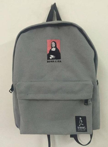 Mona Lisa Embroidered Backpack by White Market