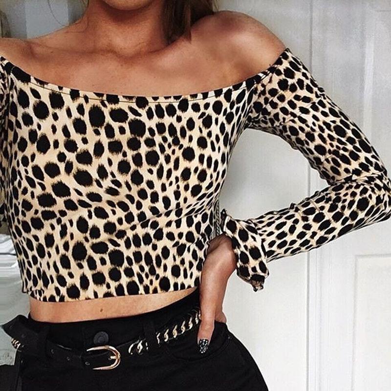 Wide Shoulder Leopard Top by White Market