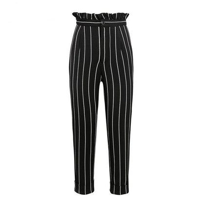 Vertical Striped Straight Trousers by White Market