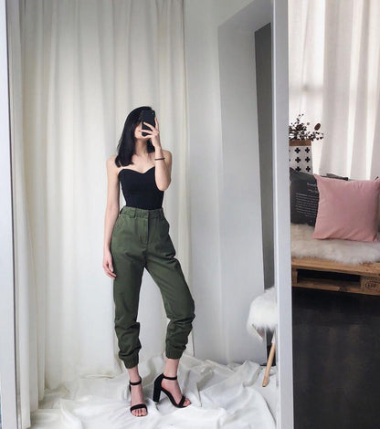 High Waisted Cargo Trousers by White Market