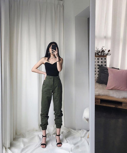 High Waisted Cargo Trousers by White Market