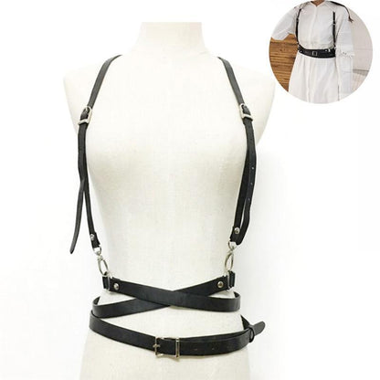 Leather Belt Suspenders by White Market